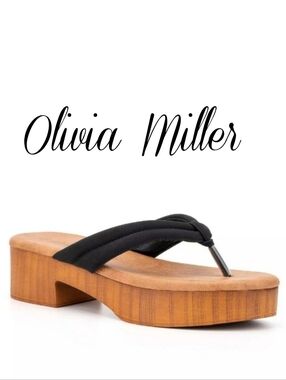 Olivia Miller Black Platform Sandals Shoes 8